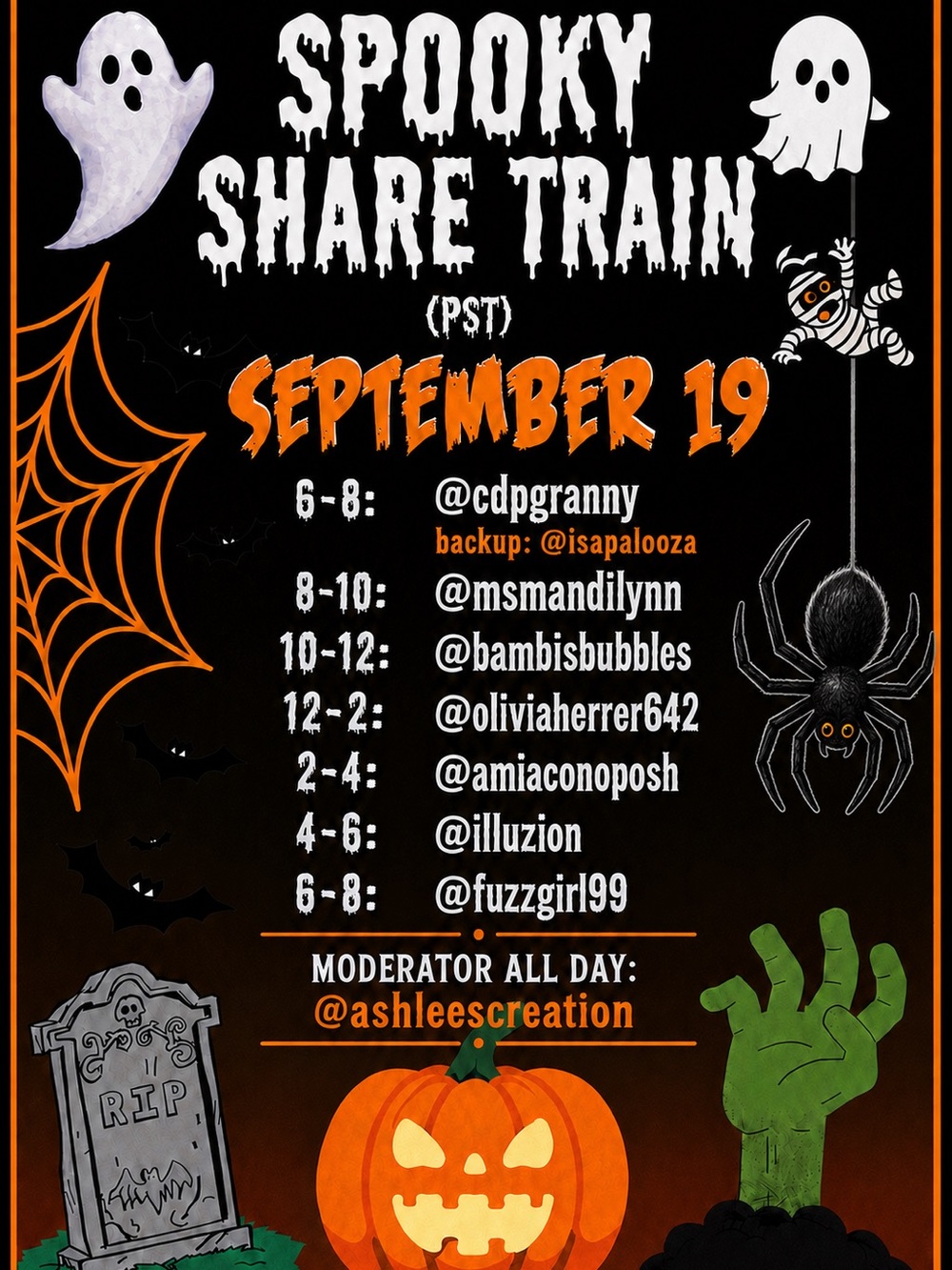 MsMandiLynn is Live!! Spooky Share Train 8-10 PST 11-1 EST
